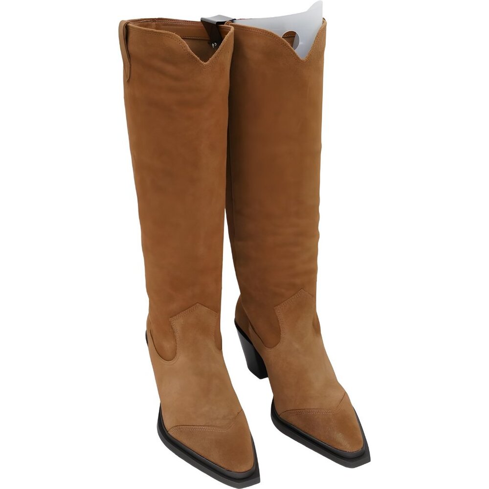 Women's Arezzo Dakota Block Heel Boots Stracci Brown US 7.5